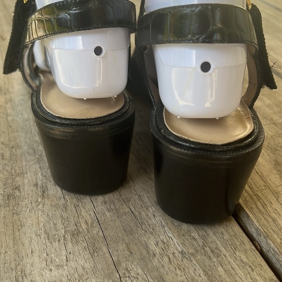 Ipanema Black Croc Leather Sandals Size 9 – Square Toe, Block Heel, Y2K - Picture 5 of 10